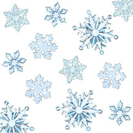 Dilunave 40 Pieces Christmas Snowflake Ornaments Christmas Tree Decorations Acrylic Crystal Snowflakes Christmas Snowflakes Decorations Snowflake Winter Xmas Ornament for Christmas Tree(Blue)