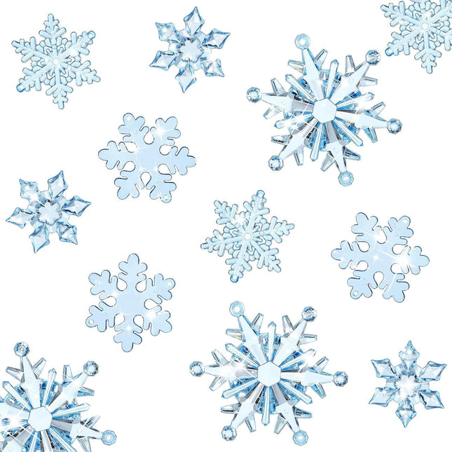 Dilunave 40 Pieces Christmas Snowflake Ornaments Christmas Tree Decorations Acrylic Crystal Snowflakes Christmas Snowflakes Decorations Snowflake Winter Xmas Ornament for Christmas Tree(Blue)