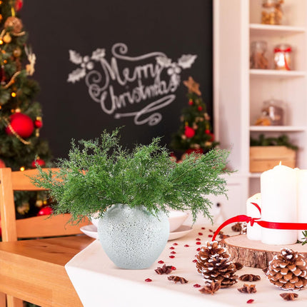 Giegxin 12 Pcs Christmas Norfolk Pine Branches Real Touch Artificial Cedar Stems 18.5 inch Faux Pine Branches Fake Pine Pick Christmas Greenery Stems Decoration for Xmas DIY Garland Wreath Home Decor