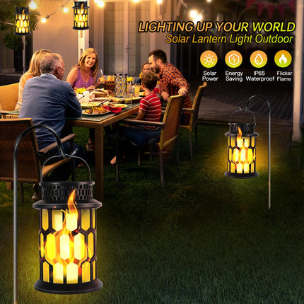 YoungPower Solar Outdoor Lantern Lights, 2 Modes Flickering Flame & Warm Light, Waterproof Hanging Lanterns for Christmas, Halloween, Patio and Yard Décor (2-Pack)