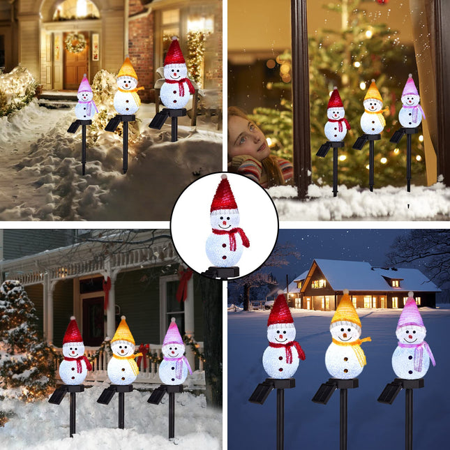 3-Pack Solar Snowman Christmas Pathway Lights, Snowman Lights with Stake Outdoor Waterproof, Outdoor Decorative Lights for Garden Yard Street Pathway Park Christmas Wedding