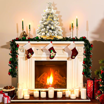 Small Christmas Tree with Lights,Flocked Tabletop Christmas Tree with 30 LED Lights,Mini Christmas Tree Prelit Little Christmas Tree Pre Lit Christmas Tree for Table Top Christmas Decoration