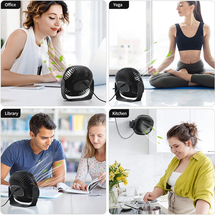 Smartdevil Small Usb Desk Fan, 3 Speeds Portable Personal Desktop Table Fan With Pasteable Hook, Dual 360° Adjustment Mini Fan