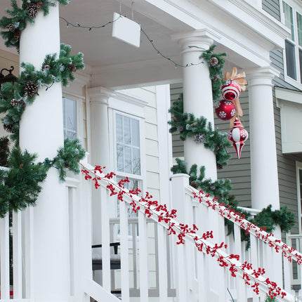 IUIBMI 6Ft Artificial Red Berry Garland Holiday Garland Christmas Red Berry Garland with Bendable Stems for Holiday Fireplace Stairs Table Decorations(#1)