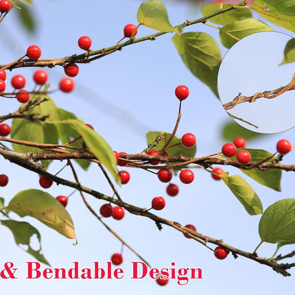 12 Pack 12.5 Inch Artificial Red Berry Stems, Holly Berry Picks Red Berry Branches Ornaments for Christmas Tree Decor Wreath Decoration DIY Crafts Candle Rings Home Holiday Wedding Decor