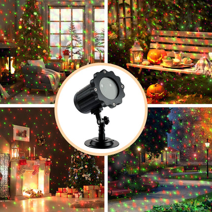 Laser Christmas Projector Lights Outdoor, Moving Dynamic Landscape Laser Lights with Red & Green Twinkle Stars Light Show, Waterproof Holiday Projector Decor for House/Garden/Party, with RF Control