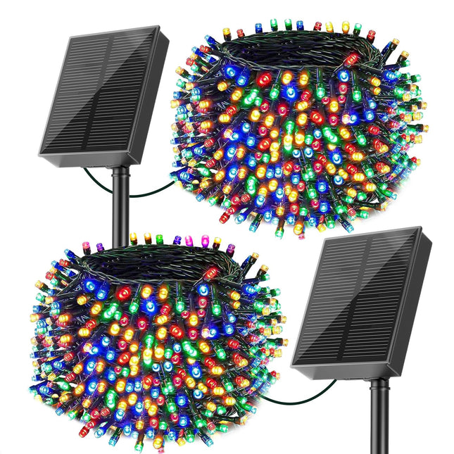 SOLARBABY Solar String Lights Outdoor Waterproof, 2 Pack Each 72FT 200 LED Solar Fairy Lights, 8 Modes Solar Christmas Lights for Outside Tree Garden Patio Wedding Christmas Decorations (Colorful)