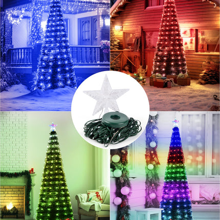 Smart Christmas Tree Lights with Star Topper, 6.6FT x 10 Christmas Decorations Lights Music Sync with Remote & APP Controlled, RGB LED String Lights Plug in for Tree Outdoor Indoor Xmas Decor