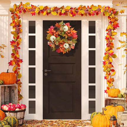 Adeeing 20" Fall Wreath for Front Door, Autumn Wreath with Pumpinks Pinecones Maple Leaves, Fall Decor for Thanksgiving Harvest Home Outside Indoor Wall Porch