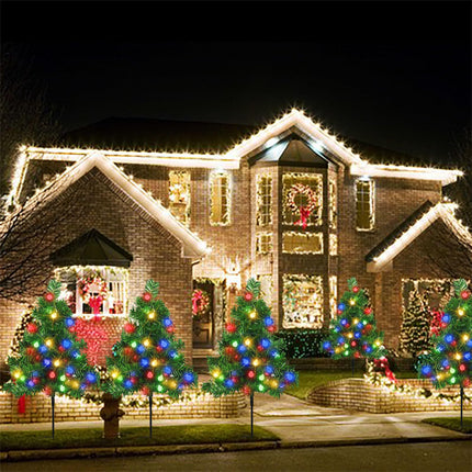 8Pack Outside Christmas Decorations Solar Christmas Tree Stake Lights, 160LED Solar Xmas Tree Lights Waterproof 8 Modes Christmas Garden Pathway Lights for Outside Xmas Holiday