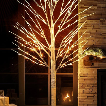 TW SHINE 144 LED Lighted Birch Tree, 6 FT Pre-lit Artificial Christmas Trees for Thanksgiving Christmas Decorations Indoor Home Bedroom Outdoor Festival Wedding Party, Warm White
