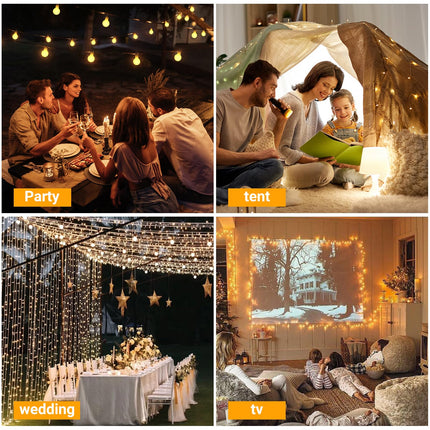 100 LED Connectable Globe String Lights Indoor Bedroom, 33ft Warm White String Lights with Remote Plug in, 8Mode Christmas Lights Outdoor Waterproof for Classroom Patio Party Dorm Decor