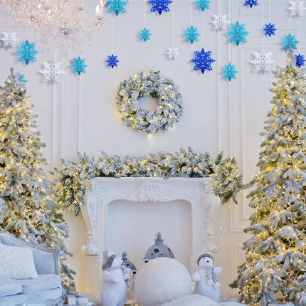 Dilunave 21 Pieces Winter Christmas Snowflake Hanging Decorations Xmas Snowflake Ornaments Winter Snowflake Garlands for Christmas Holiday Party Anniversary Home Decorations