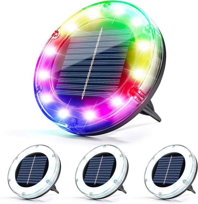 Solpex Solar Lights Outdoor Waterproof, Multicolor Solar Ground Lights, 12 Led 2 Lighting Modes, Solar Powered Landscape Lighting