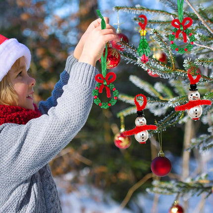 NESTRE Christmas Crafts for Kids - 40 Sets Christmas Beaded Ornament Kits Including 10Pcs Snowman 5 Styles 2 for Each Style,22Pcs Wreath,8Pcs Xmas Tree,for Xmas Holiday Party Tree DIY Decorations