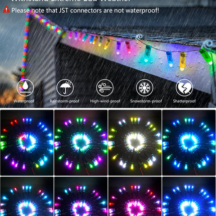 ALITOVE WS2811 Addressable LED Pixel Light 50pcs 5V 12MM Digital Dream Color Diffused RGB LED Pixels Module Round Black Wire IP68 Waterproof