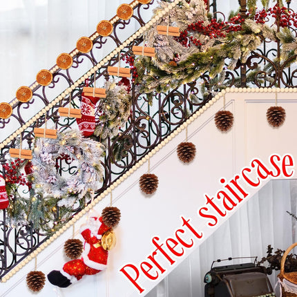 3 Pcs 15 ft Christmas Garland Dried Orange Slice Wooden Bead Garland Pine Cones Cinnamon Sticks Garland for Xmas Tree Ornaments Decoration Fireplace DIY Crafts Home Indoor Mantle Vase Fillers