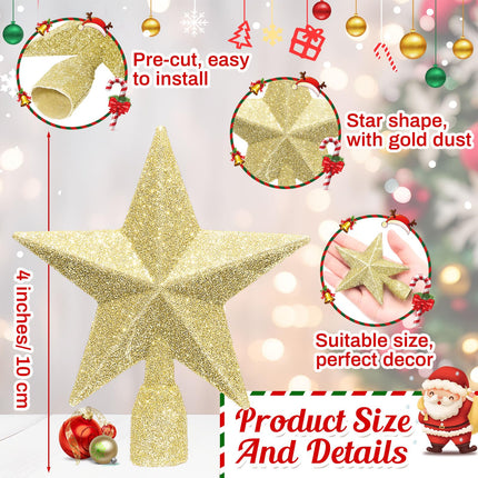 Mini Christmas Tree Topper with 30 Pcs Mini Christmas Ball Ornament Set 4 Inch Mini Tree Topper Small Star Tree Topper Mini Christmas Ornament Ball for Small Christmas Tree Table Centerpiece