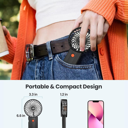 Handheld Fan 615H Working Time] Foldable Hand Held Fan Usb Rechargeable, 4 Speeds Portable Personal Mini Fan, Battery Operated