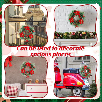 Car Wreath Truck Christmas Decor - 11.8in Xmas Front Grille Decoration s for SUVs Automotive, Winter Holiday Artificial Pine Needles Pinecone Ornament Accessories - Red Flower Berry