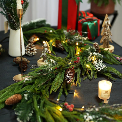 Real Touch Norfolk Pine Christmas Garland, Soomeir Christmas Wreath, Evergreen Artificial Decor Ornaments, for Home Mantle Fireplace Staircase Lintel Decoration
