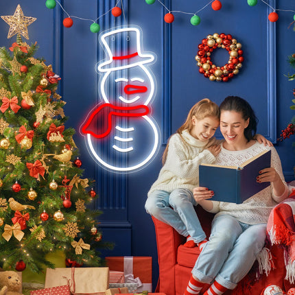 Snowman Neon Sign for Wall Decor Dimmable Christmas Neon Signs Night Light up Neon Snowman Winter LED Neon Signs Christmas Lights with USB for Living Room Bedroom Home Party Decor(Snowman)