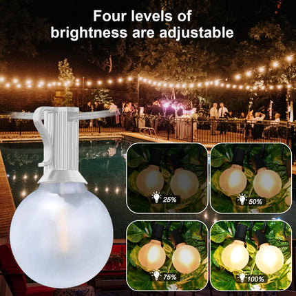 G40 LED Globe String Lights, 25Ft Outdoor Frosted White String Lights with 27 G40 Globe Bulbs, Hanging Backyard Lights Waterproof for Indoor Outside Garden Bistro Pergola Tents Decorations- White