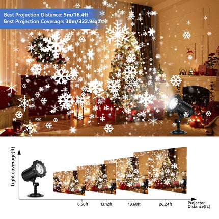 Christmas Projector Lights Outdoor, Waterproof & Adjustable LED Christmas Snowflake Projector Lights Indoor for Halloween, Christmas, Home Birthday Party and Garden Decoration