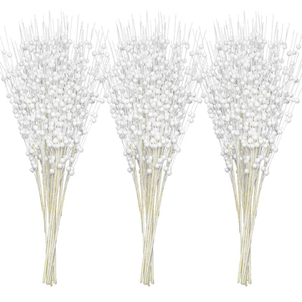 Joiedomi 24 Pcs Christmas Tree Berry Stem (White), Decorative Bead Sticks, Glittery Twigs, Picks, Branches for Christmas Tree, Small Vase, Holiday, Wedding, Party (17 Inches, White)