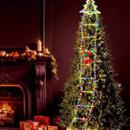 Christmas LED Ladder Lights, 10ft Christmas Decorative Light with Climbing Santa Claus, Christmas Decorations Lights for Indoor Outdoor Garden Xmas Tree Decor (Christmas Tree-A)
