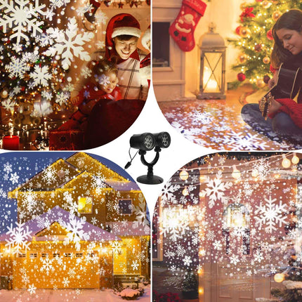Christmas Snowflake Projector Light, d LED Snowflake Lighs, IP65 Saterproof Dual-Head Snowflake Projector Light, Ooutdoor Projector Light, Suitable for Christmas Holiday Decoration