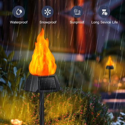 Solar Christmas Lights Outdoor with 3 Solar Panels, d Solar Torch Lights with Flickering Flame（More Real） IP65 Waterproof Christmas Decorations (8 Pack)