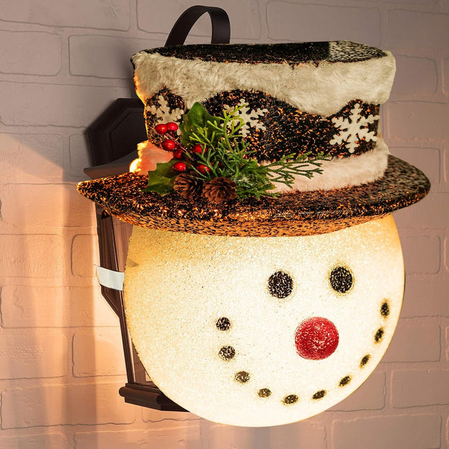 FUNPENY Snowman Christmas Porch Light Covers, Christmas Outdoor Decoration Holiday Light Covers for Porch Lights, Garage Lights, Large Light Fixtures