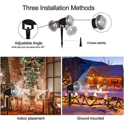 Christmas Snowflake Projector Lights Outdoor Indoor Snow Storm Waterproof LED Snowfall Projection Lamp for Christmas Theme Party Holiday Halloween Home Birthday Party Holiday Garden Decoration