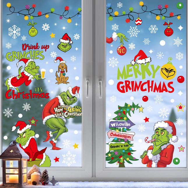 9 Sheets Christmas Window Clings Waterproof Double-Sided Static Christmas Decorations Decals Christmas Snowflake Window Stickers for Glass Windows Holiday Year Home School Party Supplies