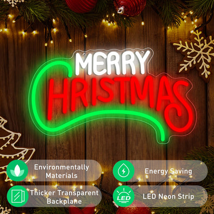 Merry Christmas Neon Light Signs, Dimmable USB Powerd Red Merry Christmas Neon Light For Wall Decor Festival Celebration, LED Green Christmas Neon Sign For Holiday Party Bar Decoration
