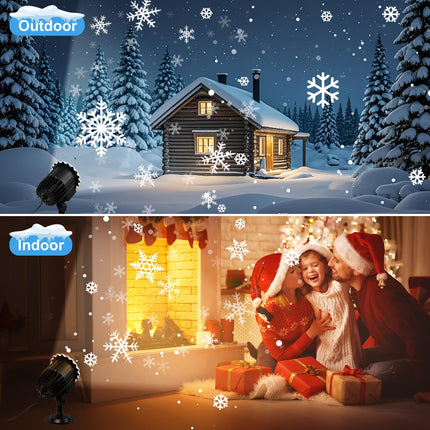 Christmas Snowflake Projector Lights Outdoor, Led Snowflake Light with Remote Control, IP65 Waterproof, Snowfall Show Lights for Outdoor Indoor Xmas Holiday Party Patio Garden Decoration
