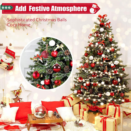 Christmas Ball Ornaments 24pcs 2.5-Inch Christmas Tree Decorations for Xmas Tree Balls, Ideal for Holiday Christmas Party Wreath Tabletop Tree Decor Ornaments（Red）