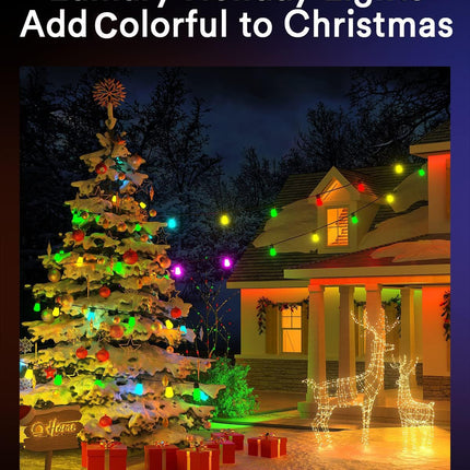 Lumary 100FT Smart Outdoor String Lights with APP/Remote/Voice Control, RGBAI Color Changing Patio Lights with Warm White 30+2 LED Bulbs, IP65 Waterproof Permanent Outdoor Lights Work with Alexa