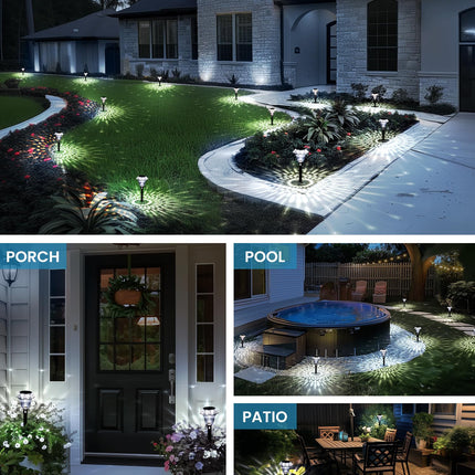 SOLPEX Solar Lights Outdoor, Pathway Garden Decor Lights, Solar Powered Waterproof Decoration for Patio Front Porch Yard Outside Landscape Lighting(8 Pack Cold White)
