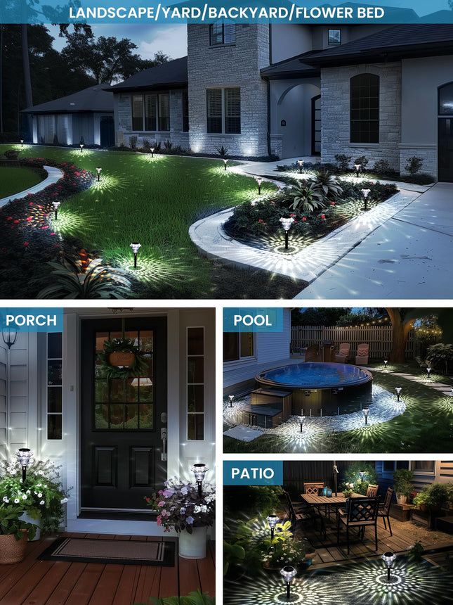 SOLPEX Solar Lights Outdoor, Pathway Garden Decor Lights, Solar Powered Waterproof Decoration for Patio Front Porch Yard Outside Landscape Lighting(8 Pack Cold White)