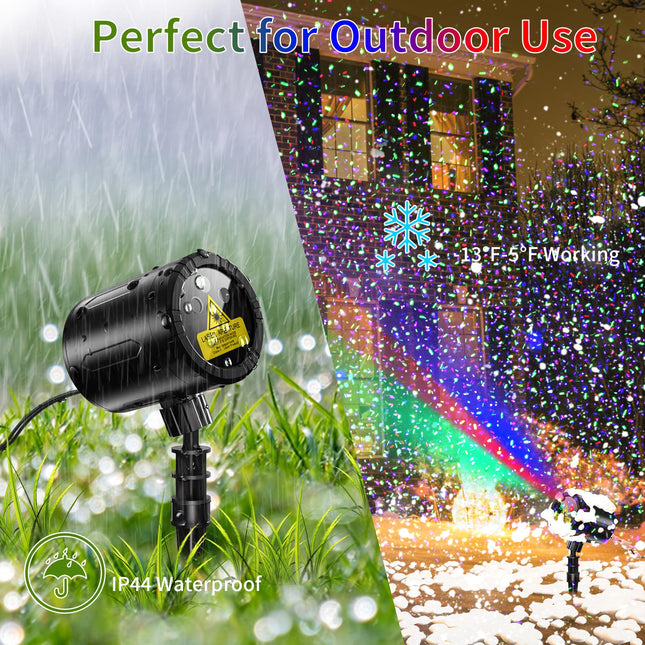 Laser Christmas Projector Lights Outdoor, Laser Light Projector with 3 Color, Waterproof Laser Projection Light with Remote Control, Moving RGB Laser Projector Light for Holiday, Party, Garden Decor