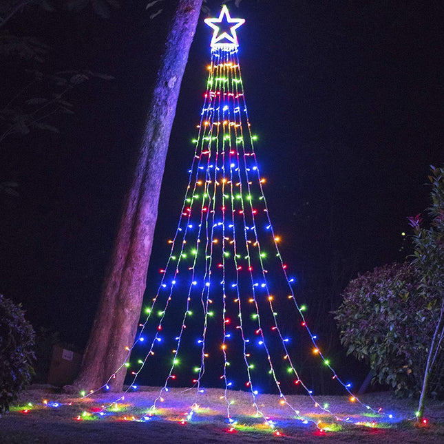 Outdoor Christmas Decorations Star String Lights, 320 LED 11.5 ft Waterfall Tree Lights with 8 Lighting Modes Christmas Star Lights for Indoor Outdoor Yard Home Festival Party Xmas Year Decor