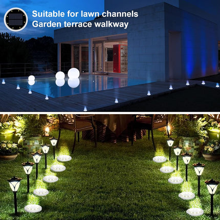 8 Pack White Solar Ground Lights,8 Led Waterproof InGround Lights Solar Powered Garden Lights Patio Disk Lights Outdoor Landscape