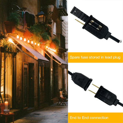 DAYBETTER Outdoor String Lights 50FT Waterproof LED Edison Outside Lights,2700K 17 Shatterproof ST38 Bulbs, Hanging Umbrella Lights for Garden Camping Patio Porch Backyard Deck Balcony