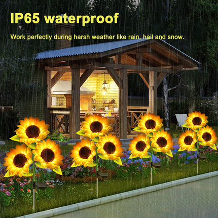 Solar Sunflower Garden Lights Outdoor Garden Decor - d 2 Pack with 6 Sunflower Lights Waterproof Solar Outdoor Lights Decorative for Christmas Yard Patio Pathway Decoration