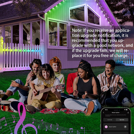 Permanent Outdoor Lights 74ft, Smart RGB+IC 60 LED Eaves Lights with 54 Scene Modes, IP65 Waterproof Outdoor LED Lights for Party, Roof, Garden, Game Day, Work with Alexa, Google Assistant