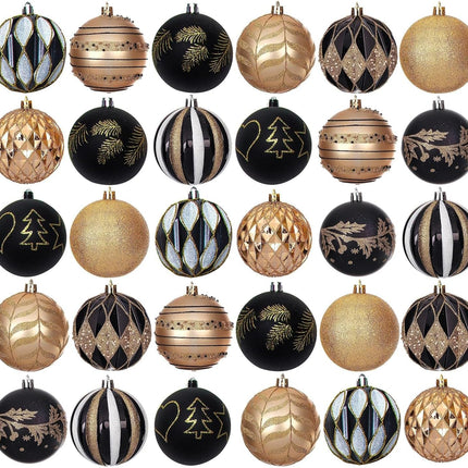 30 pcs Christmas Ball Ornaments Shatterproof Christmas Tree Decorations Tree Balls for for Xmas Tree Holiday Wreath Garland Decor Ornaments (Black)