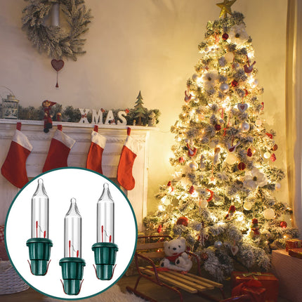 Mudder 500 Pieces 2.5V Replacement Christmas Tree Light Bulbs 50/100/150/200 Count Mini Incandescent Wire String Light Replacement Bulbs for Xmas Tree Decoration(Green Base with Warm White Bulb)