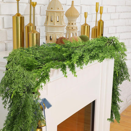 6FT Christmas Garland Artificial Pine Greenery Garland Lifelike Cedar Garland Christmas Garland for Mantle Stairs Railing Garland Christmas Decorations Indoor Outdoor